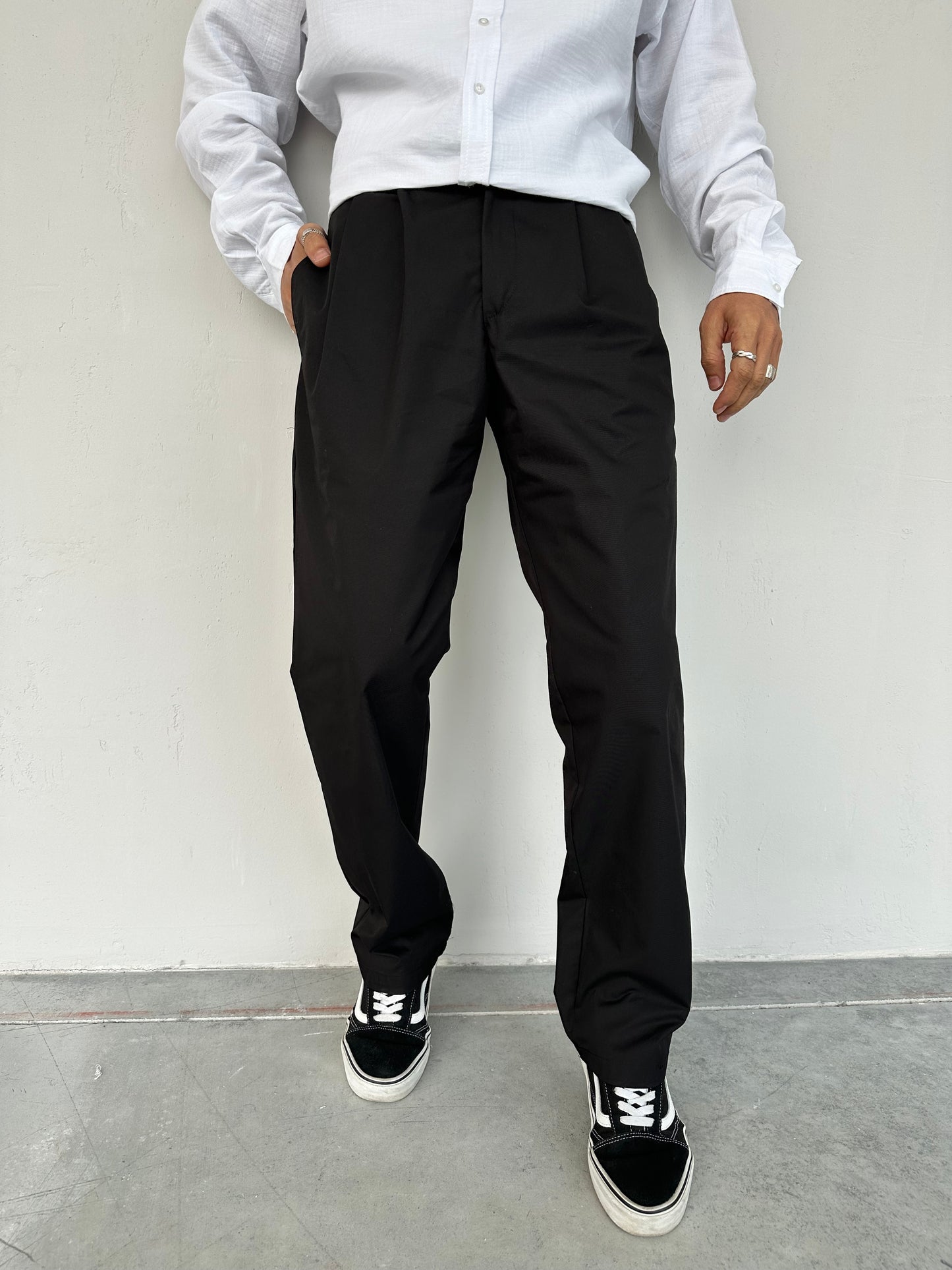 Baggy Kalıp Siyah Zara Kumaş Pantolon
