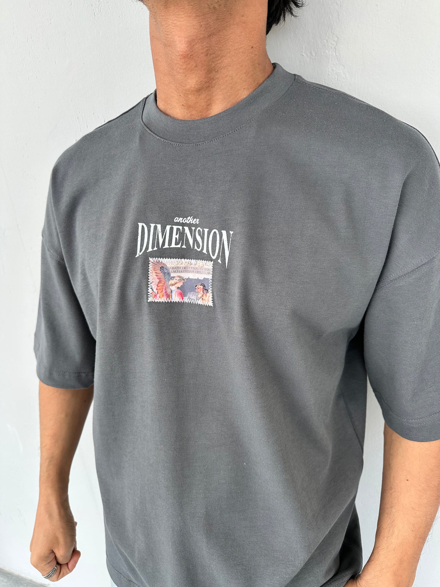 Dimension Baskılı Füme Oversize T-Shirt