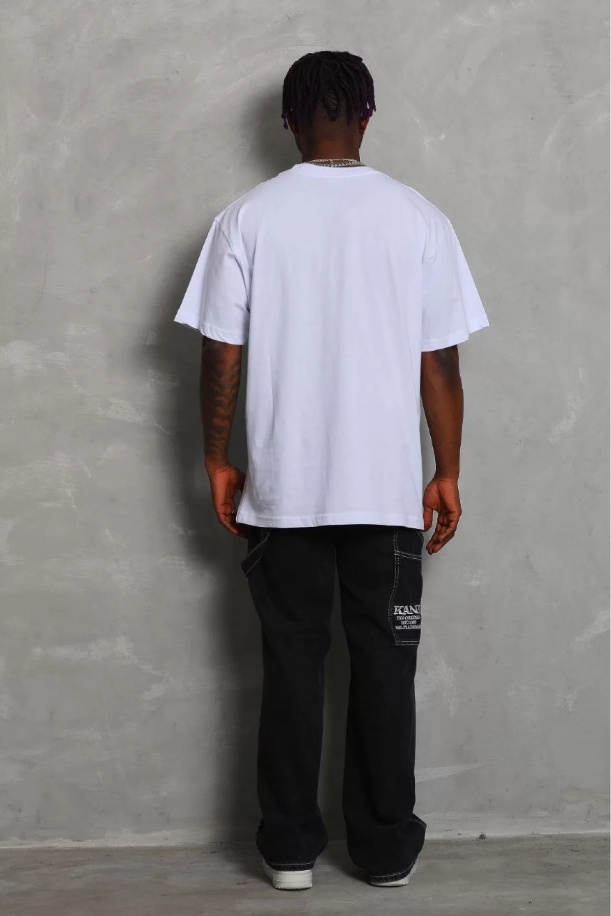 Oversize Düz Bisiklet Yaka T-Shirt Beyaz