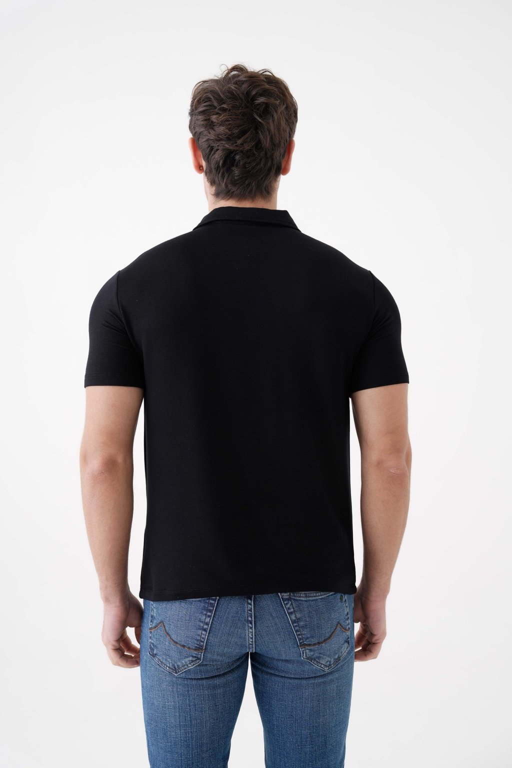 Slim Fit Dar Kesim Fermuarlı Polo Yaka Tişört