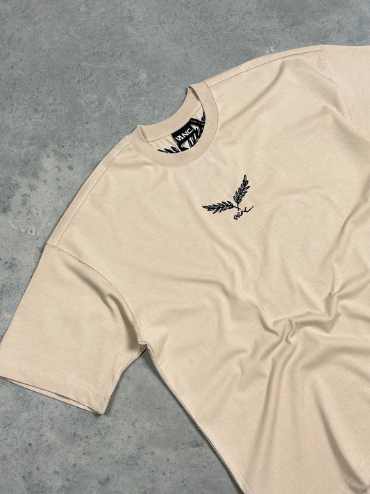 Aurelius Bej Baskılı Oversize T-Shirt