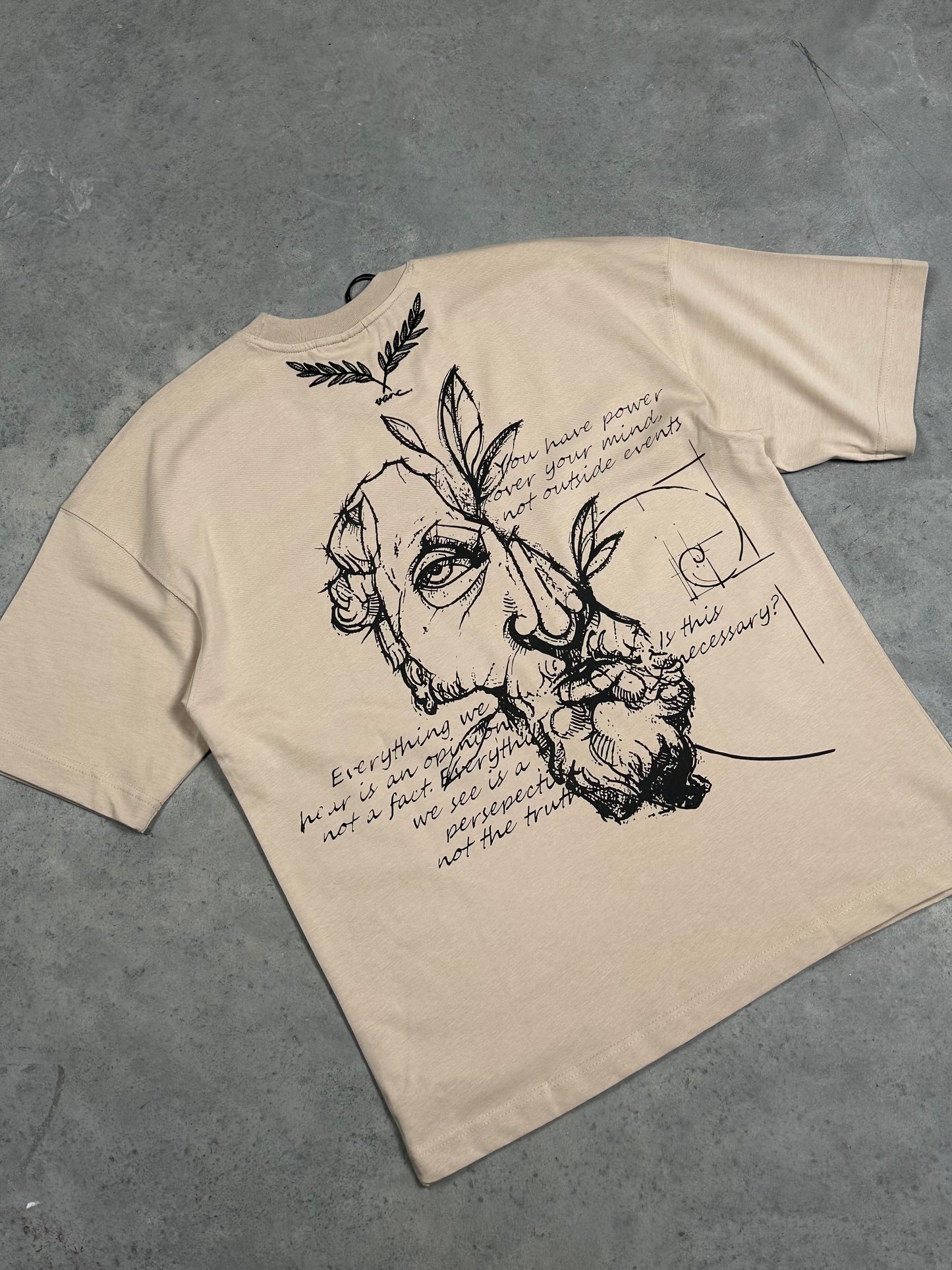 Aurelius Bej Baskılı Oversize T-Shirt