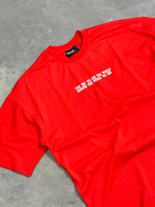 See The World Kırmızı Oversize T-Shirt
