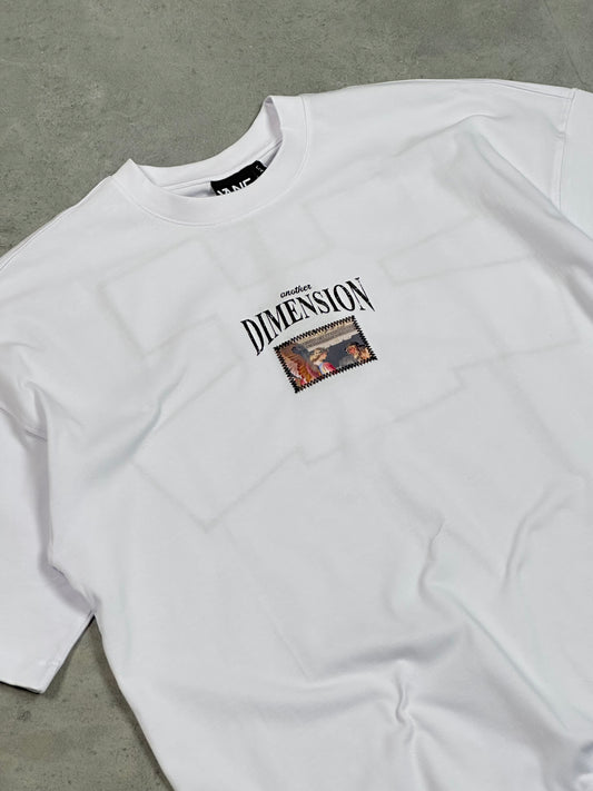 Dimension Baskılı Beyaz Oversize T-Shirt