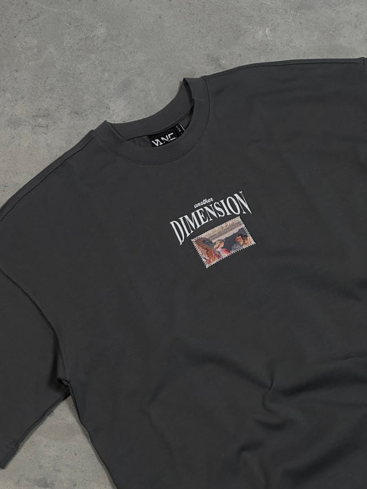 Dimension Baskılı Füme Oversize T-Shirt