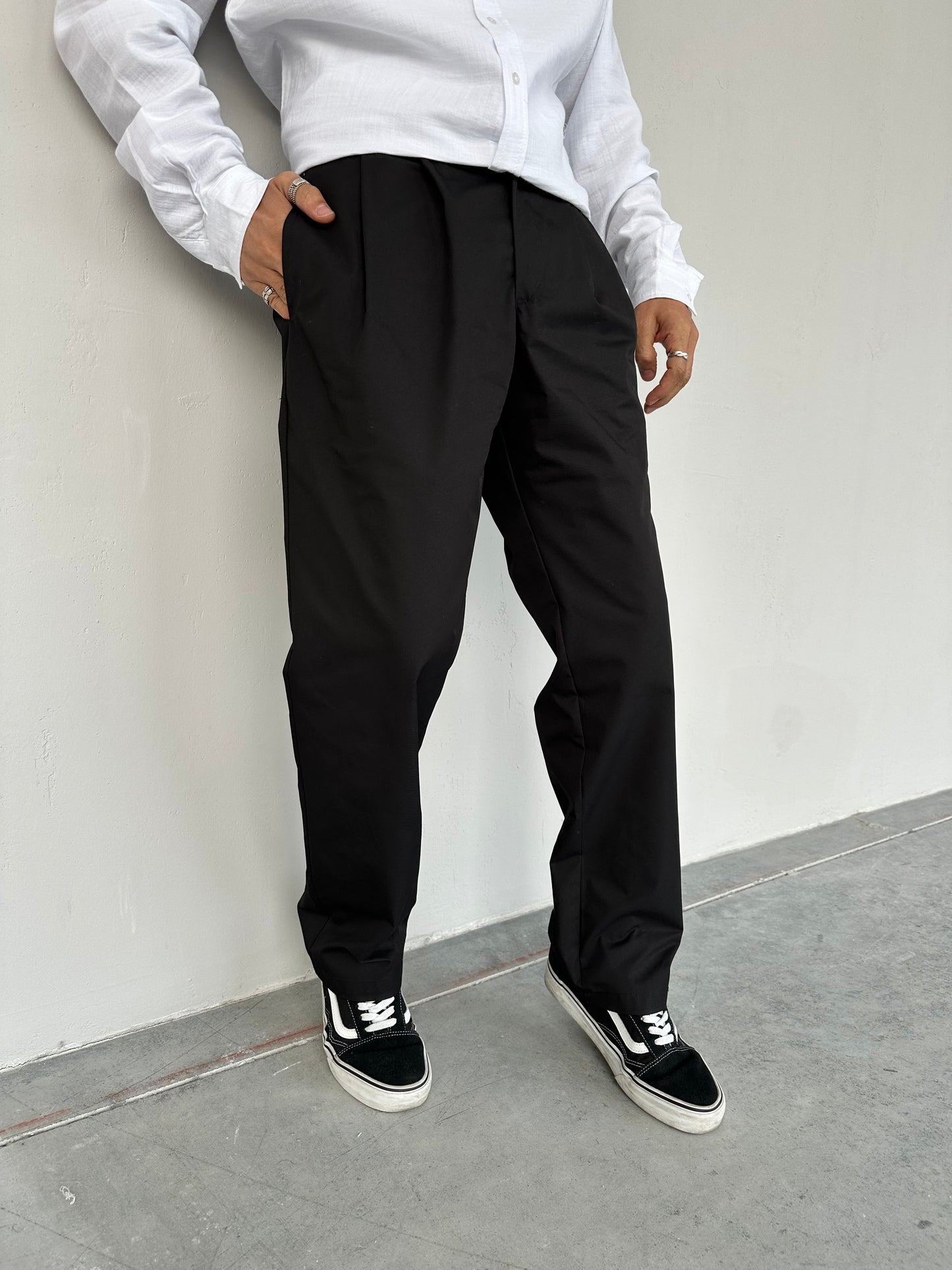 Baggy Kalıp Siyah Zara Kumaş Pantolon
