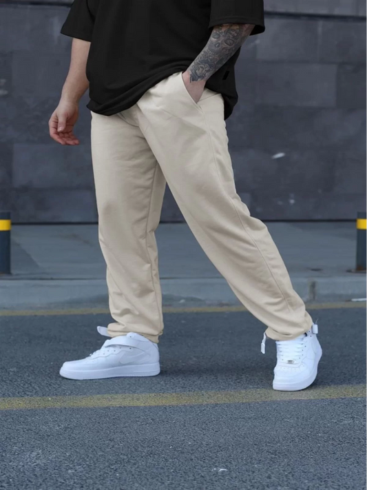 Comfort Fit İkili Dokuma Jogger - Bej