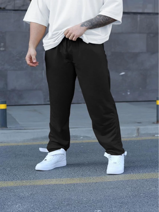 Comfort Fit İkili Dokuma Jogger - Siyah